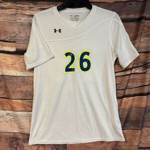 Wayland Baptist University Pioneers Jersey Shirt #26 White Blue Yellow Mens M